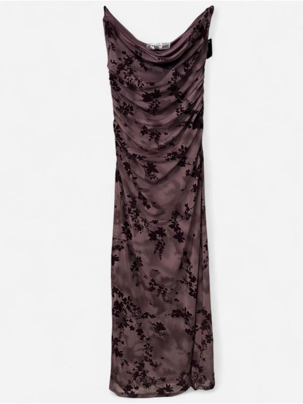 90s Y2K Romantic Grunge Mesh Strapless Ruched Maxi Dress NWT Medium